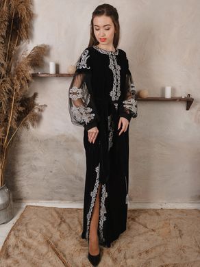 Неймовірно красива і ніжна жіноча сукня чорного кольору з вишивкою (gpv-123-01), 40, льон, тіар