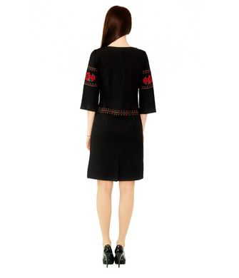 Чорна сучасна жіноча сукня з червоною вишивкою (М-1035), 40-42