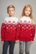 Красные парные вязаные детские свитера Снежинки (UKRS-6625-6625), шерсть, акрил