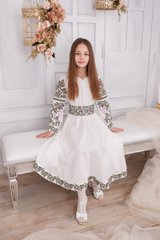 Вышитое детское белое платье (D-109-01-D), 26, тиар