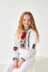 Вишиванка для дівчинки біла з яскравою вишивкою "Трояндочка" (mrg-rd433-8888), 110, бавовна