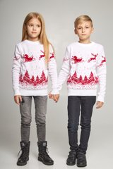 Білі парні в'язані дитячі светри з оленями (UKRS-6629-6629), шерсть, акрил