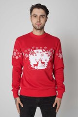 Рождественский красный свитшот для мужчин с оленями (UKRS-9953), S, трикотаж