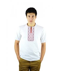 Стильная футболка белого цвета вышитая крестиком «Поло» (М-612-12), S