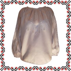 Женская вышиванка - ручная вышивка шелковыми нитями (GNM-00005), 42, домотканое полотно