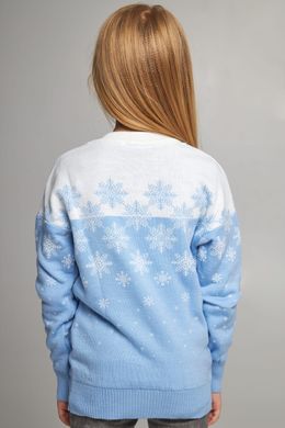 Вязаный голубой свитер Снежинки для девочки (UKRS-6626), 122, шерсть, акрил