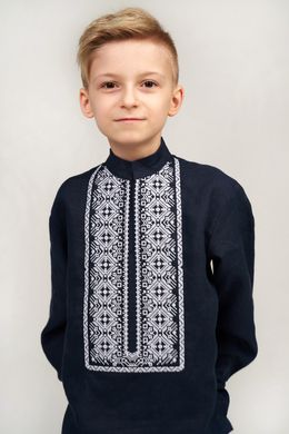 Дитяча вишиванка для хлопчика синя UKR-0140, 146, льон