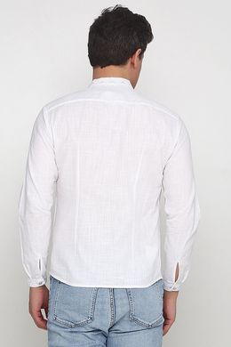 Чоловіча сорочка біла з довгими рукавами (М-417-17), 46, льон, бавовна