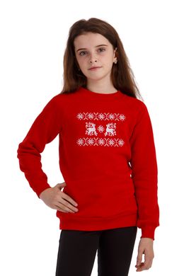 Різдвяний червоний світшот для дівчаток з оленями (UKRS-6611), 110, трикотаж