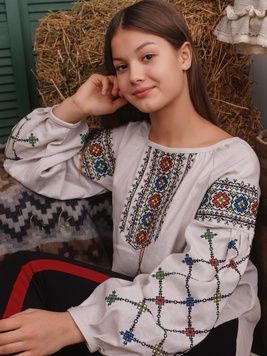 Неймовірно красива жіноча вишита вишиванка (gbv-55-01), 26, домоткане полотно, льон