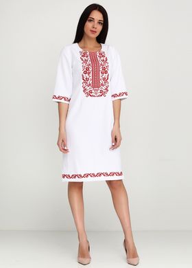 Оригінальна вишита сукня з червоним візерунком (gpv-38-02), 40, льон, тіар