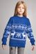 Вязаный синий с оленями свитер для девочки (UKRS-6623), 122, шерсть, акрил