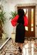 Чорна вишита сукня-міді з шифоновими рукавами (GNM-01960), 40, габардин чорний