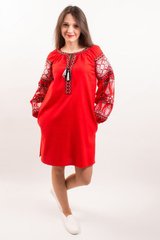 Яскраво-червона сукня "Розкіш" з вишивкою у стилі Бохо для жінок (PL-035-150-D-red), 40