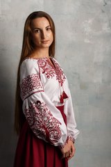 Женская вышитая блуза (B-068-01), 40, домотканое полотно