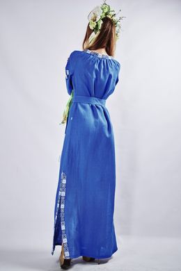 Довга сукня з вишивкою і розрізами з льону "Мотиви геометрії" (PL-065-159-L), 40