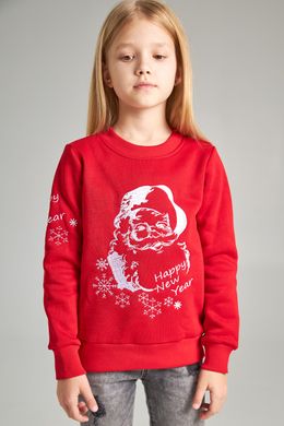 Рождественский красный свитшот для девочек с Дедом Морозом (UKRS-6616), 152, трикотаж