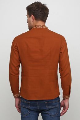 Рубашка коричневая мужская вышитая крестиком (M-403-50), 46