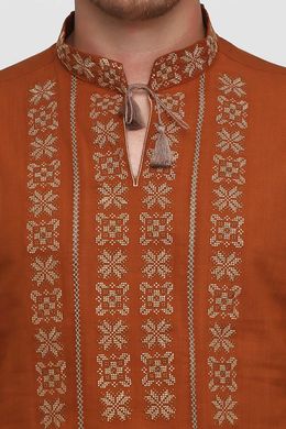 Рубашка коричневая мужская вышитая крестиком (M-403-50), 46