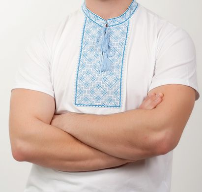 Белая мужская футболка с вышивкой (NB-2006-wtbl), 44, віскоза