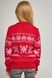 Вязаный красный с оленями свитер для девочки (UKRS-6630), 122, шерсть, акрил