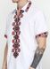 Патриотичная белая рубашка с коротким рукавом и ярким орнаментом для мужчин (chsv-37-02), 40, лен