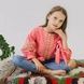Вишита блуза для дівчинки з бантами Dark Peach UKR-0308, 152, льон