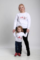 Семейный комплект для мамы и дочки "Зимний праздник" белый с красной вышивкой (KMр-520-167-Tr), 152