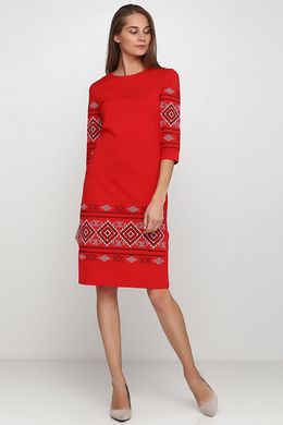 Платье вышитое женское красное (М-1057-7), 42