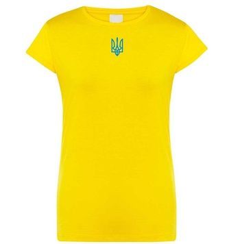 Жіноча футболка з вишитим Тризубом, жовта (es-373), L