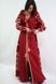 Вишнёвое длинное платье "Грация" из льна с колоритной вышивкой для женщин (PL-031-152-L-chr), 42