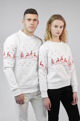 Рождественские белые свитшоты для двоих с оленями (UKRS-9917-8830), трикотаж