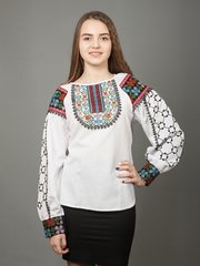 Оригінальна жіноча сорочка з орнаментом (gbv-30-01), 40, льон