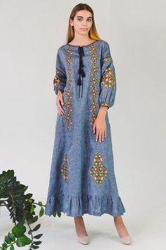 Жіноча вишита сукня Denim UKR-4192, XL, льон