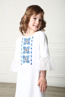 Вишите трикотажне плаття біле для дівчинки Райдуга (PLd-150-123-Tr), 110, трикотаж