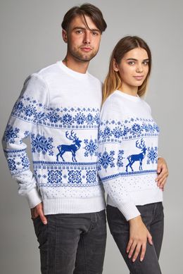 Білі парні дорослі светри з оленями (UKRS-9947-8846), шерсть, акрил