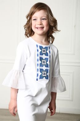 Вишите трикотажне плаття біле для дівчинки Райдуга (PLd-150-123-Tr), 110, трикотаж