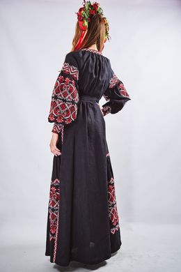 Вишита довга сукня із натурального льону "Фортуна" (PL-031-168-L), 42