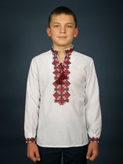Симетрично вишита хрестиком сорочка в черкаському стилі із полотна для хлопчиків і чоловіків (chsv-16-01-d), 26, льон