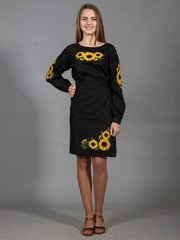 Женский вышитый костюм с подсолнухами (gkv-02-01), 38, лен