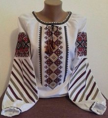 Дивовижна полотняна вишиванка з українським насиченим орнаментом для жінок (GNM-01851), 40, домоткане полотно біле