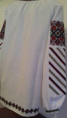 Дивовижна полотняна вишиванка з українським насиченим орнаментом для жінок (GNM-01851), 40, домоткане полотно біле