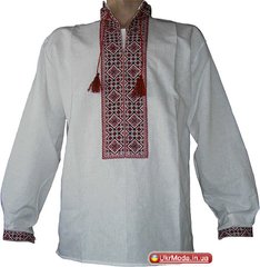 Рубашка мужская "Черкасская вышиванка" - ручная вышивка (00302), 42, лен