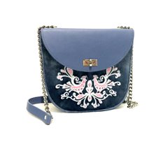 Эксклюзивная женская сумка голубого цвета “Петушки ” (AM-1008)