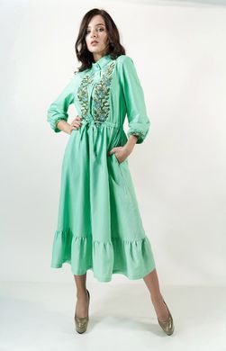 Вишита елегантна зелена сукня Шепіт кольору для жінок (Pl-048-088), 42