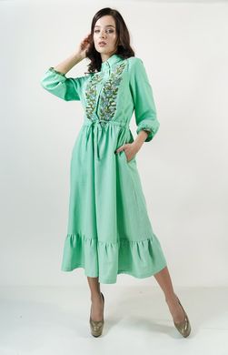 Вишита елегантна зелена сукня Шепіт кольору для жінок (Pl-048-088), 42