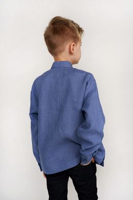 Дитяча вишиванка для хлопчика блакитна з жовтою вишивкою UKR-0141, 152