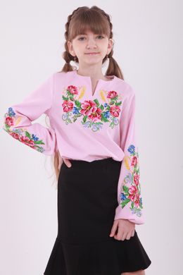 Вышиванка для девочки розовая Звонкий букет (BLd-303-022-O), 140