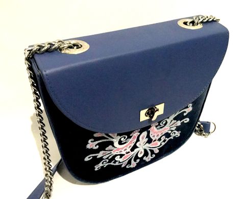 Ексклюзивна жіноча сумка голубого кольору “Петушки ” (AM-1008)