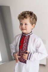 Вишиванка для хлопчика біла з червоно-чорною вишивкою "Орнамент" (mrg-kh008-8888), 1, сорочкова